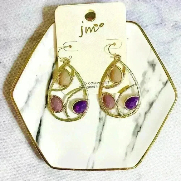 Purple Colors Tear Drop Earrings - Picture 2 of 3